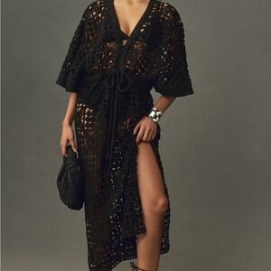 Anthropologie Crochet Tie-Waist Kaftan